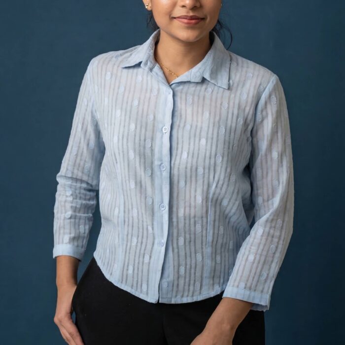 OLERAE Sky Blue Office Shirt 4