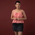 OLERAE Coral Pink Butterfly Bow Top 3