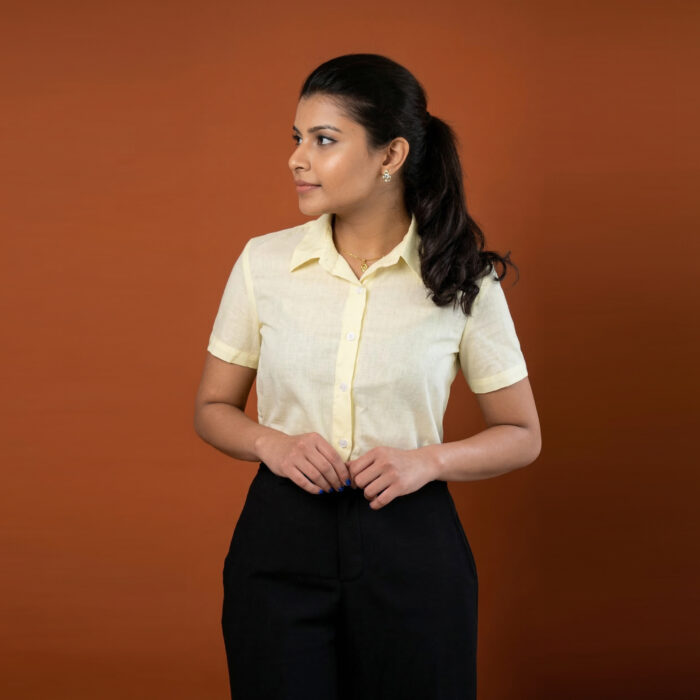 OLERAE Soft Lemon Crop Shirt 1