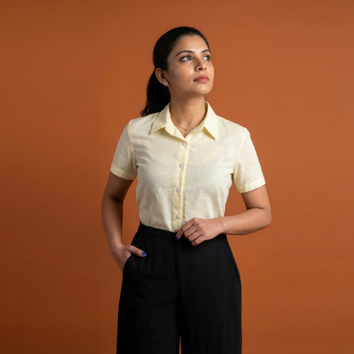 OLERAE Soft Lemon Crop Shirt 2